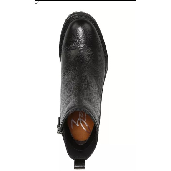 Zodiac Julie Black Leather Wedge Ankle Boots Lug Sole Side Zip Women - Picture 4 of 5